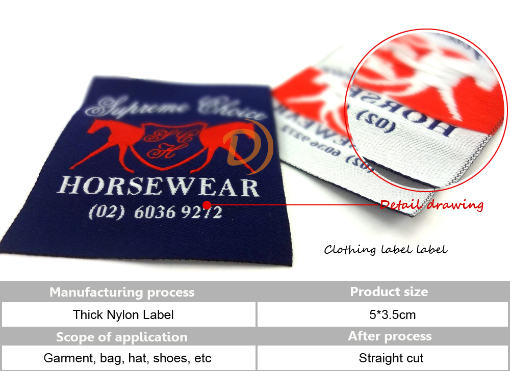 Woven labels with custom shapes and sizes