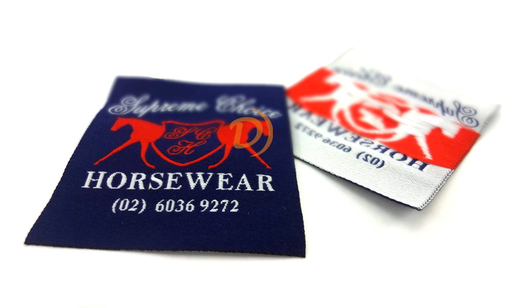 Woven labels with custom shapes and sizes
