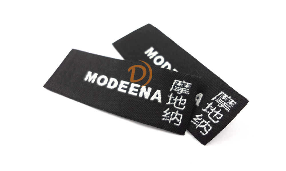 Woven labels with laser-cut edges for precision Woven labels with laser-cut edges for precision