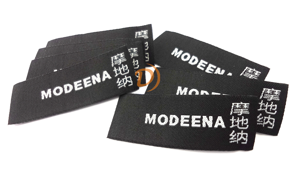 Woven labels with laser-cut edges for precision Woven labels with laser-cut edges for precision